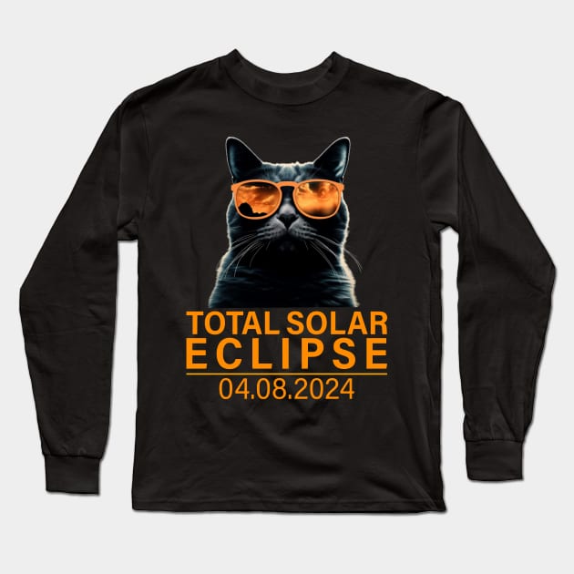 Solar Eclipse 2024 Long Sleeve T-Shirt by VisionDesigner